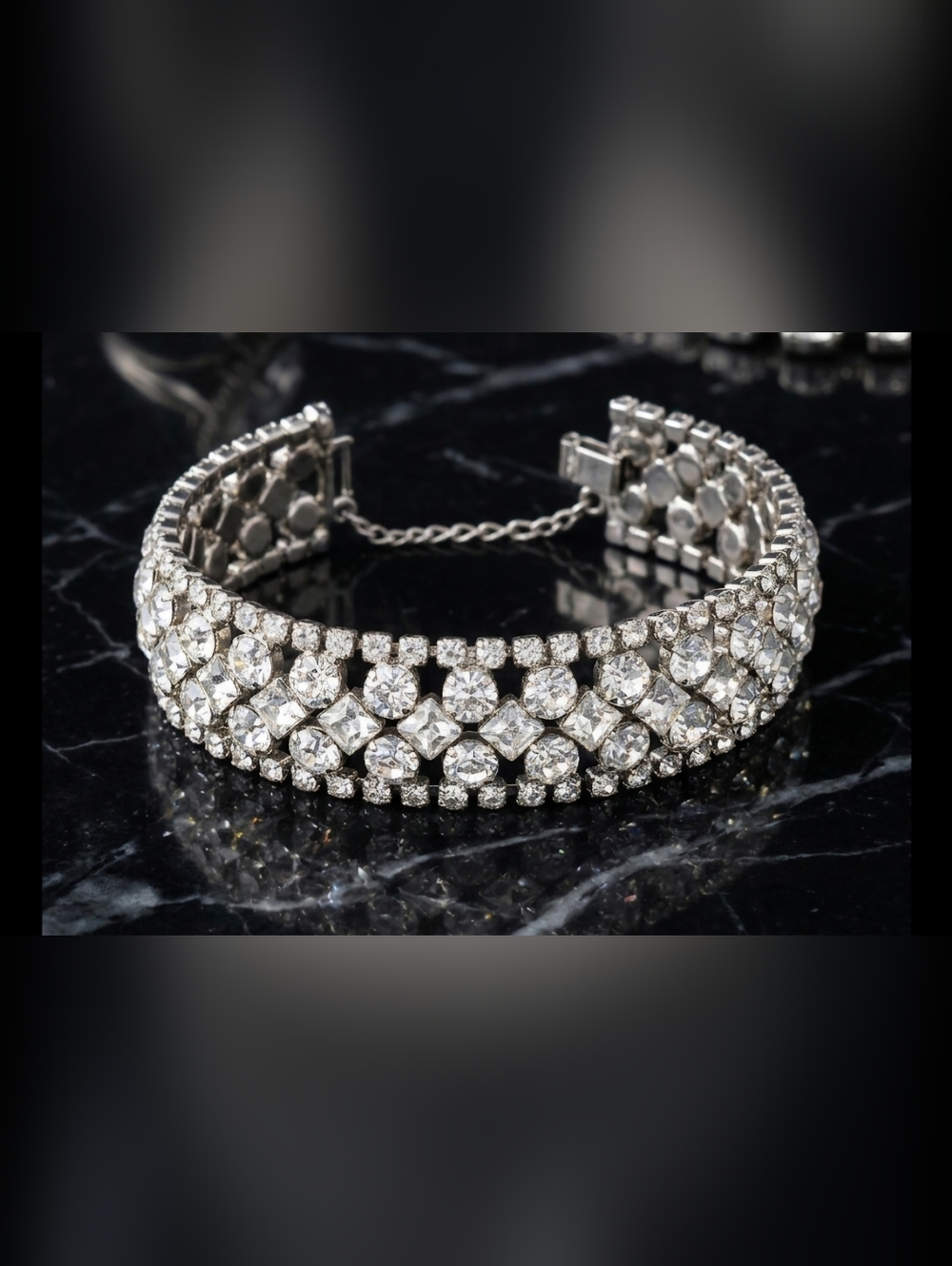 Sparkling Clear Crystal Bracelet - Silver Tone Womens Jewelry